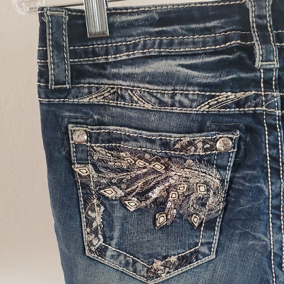 Miss Me Dark Blue Jean Shorts - Picture 4 of 11